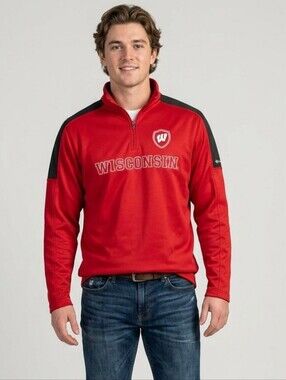 Wisconsin Badgers Columbia Quarter Zip Pullover Mens Sz L
